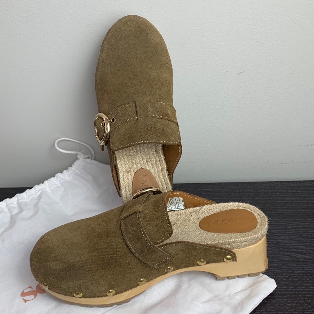 See by Chloé Vivienne Clog Mule in Khaki Suede EU 38 - Picture 2 of 10